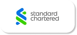 Standard chartered Logo of Standard Chartered bank with blue and green design elements.