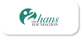 hans logo Logo of The Hans Foundation featuring stylized text and abstract human figure.